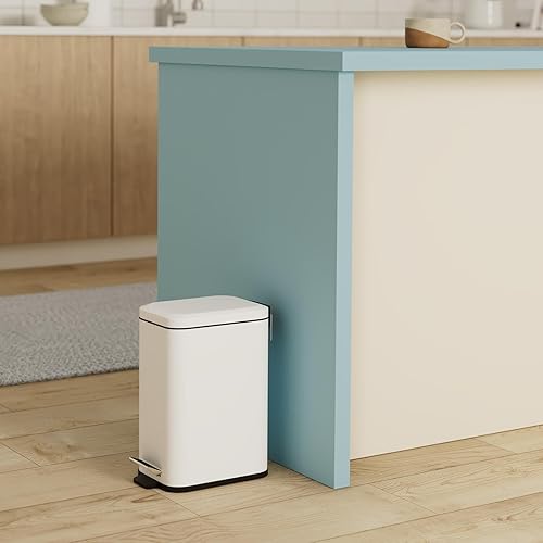 Miniatura 10 de Bote de basura rectangular de 10 litros con forro antideslizante y tapa, úsalo como mini cesta de basura, cubo de polvo delgado o decoración en