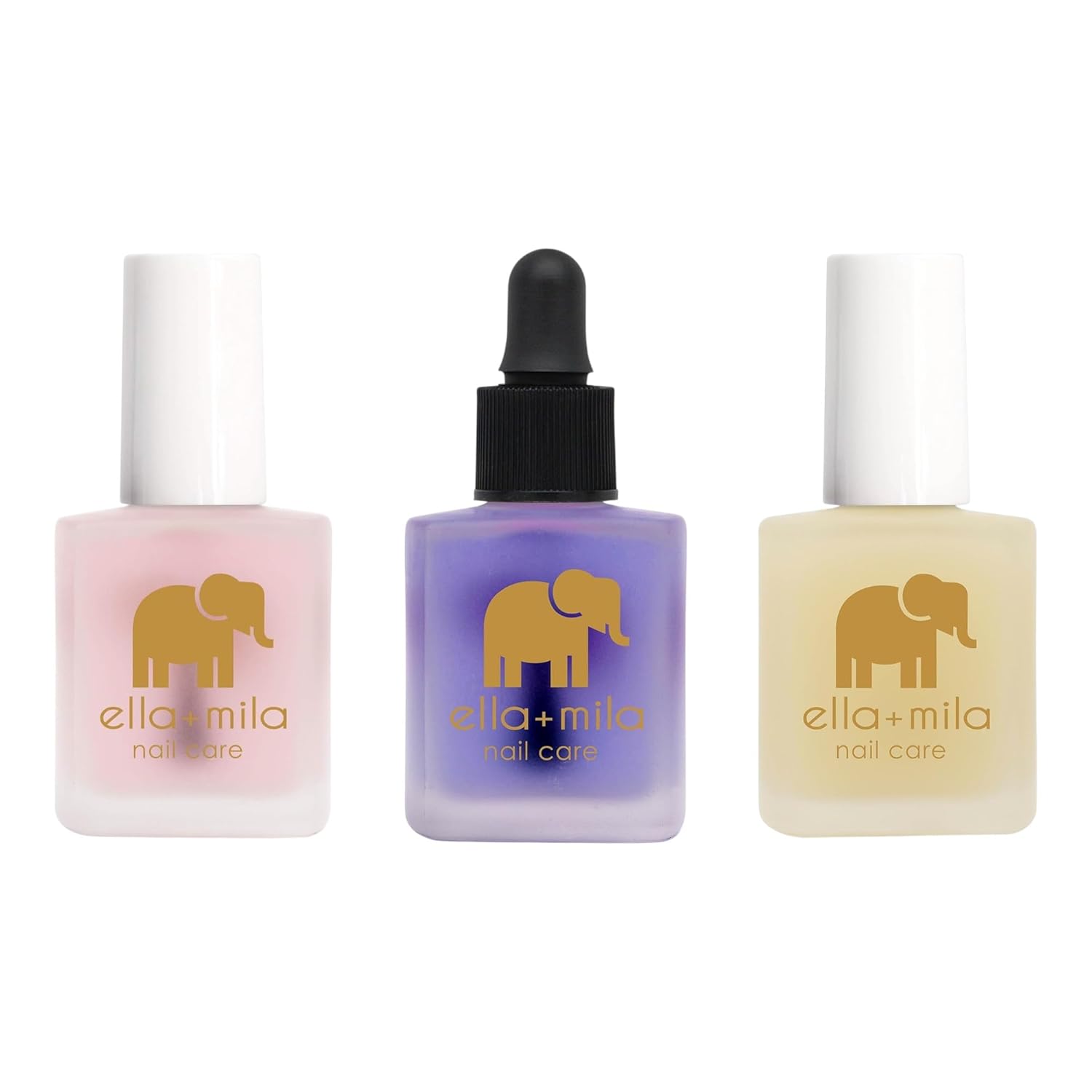 ella+mila Nail Care Kit; “First Aid Kiss” Nail Strengthener + Premium Cuticle Oil + Ridge Filler Base Coat; Smooths Ridges, Conditions Cuticles, Supports Stronger Nails; 17-Free, Vegan; 3 x 0.45 fl oz