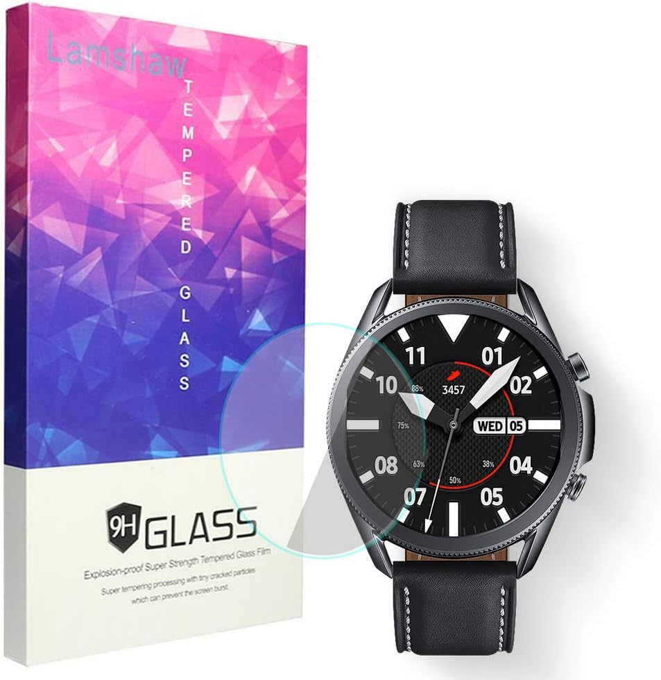 Compatible for Galaxy Watch 3 45mm Screen Protector, Blueshaw 9H Tempered Glass Screen Protector Compatible for Galaxy Watch3 41mm / 45mm (45mm case-3 pack)