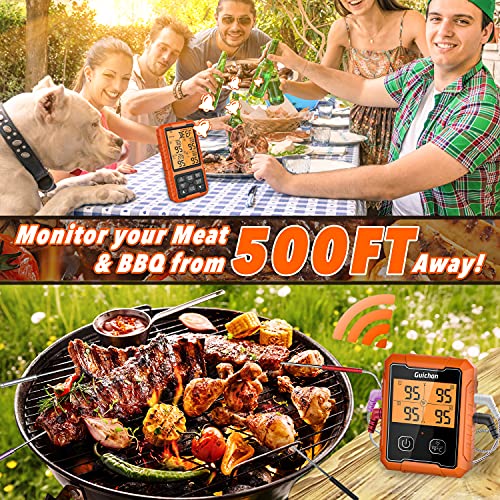 Wireless Meat Thermometer, Guichon Digital Meat Thermometer, 4 Probes Food Thermometer For Bbq, Grill, Oven, Smoker, Grill Thermometer With 500Ft Remote Range #TOP1