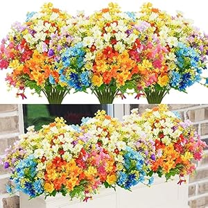 Uieke 12PCS Artificial Fake Flowers, Daisy Mums Fall Flowers Outdoor UV Resistant No Fade Greenery Shrubs Plants Indoor Outside Hanging Planter Home Wedding Office Garden Porch Décor (Assorted) Uieke 12PCS Artificial Fake Flowers Daisy Mums Fall Flowers Outdoor UV Resistant No Fade Greenery Shrubs Plants Indoor Outside Hanging Planter Home Wedding Office Garden Porch Decor Assorted
