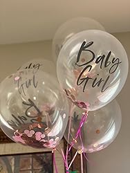 Rose Gold Baby Shower Balloons With Pink Confetti - 12 Inch Party Decorations