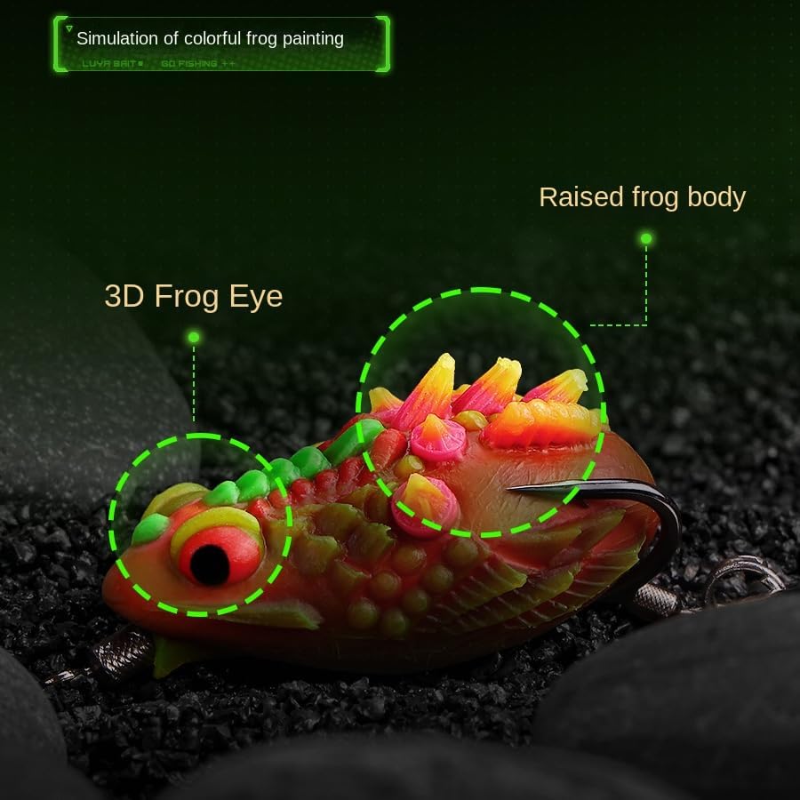 3pcs Simulation Frog Bait Upgrade Double Hook and Top Swivel Artificial Bait for Bass Catfish Fishing Bait