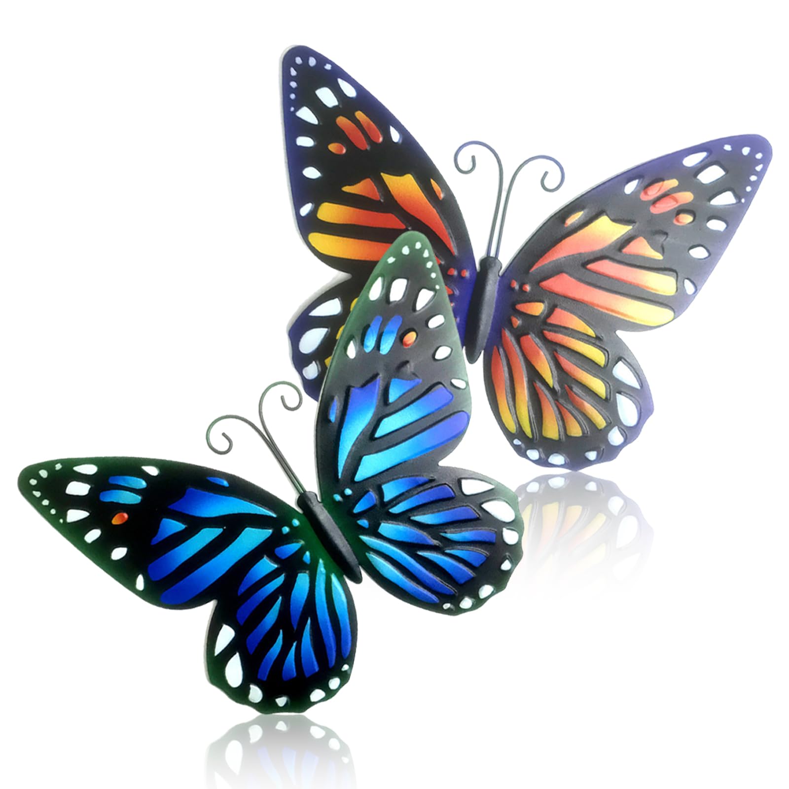 kitudaty 2 adornos grandes de mariposa de metal para decoración de pared de patio interior y exterior, para colgar esculturas, adornos de jardín, para vallas al aire libre, cobertizos, paredes, 25 x