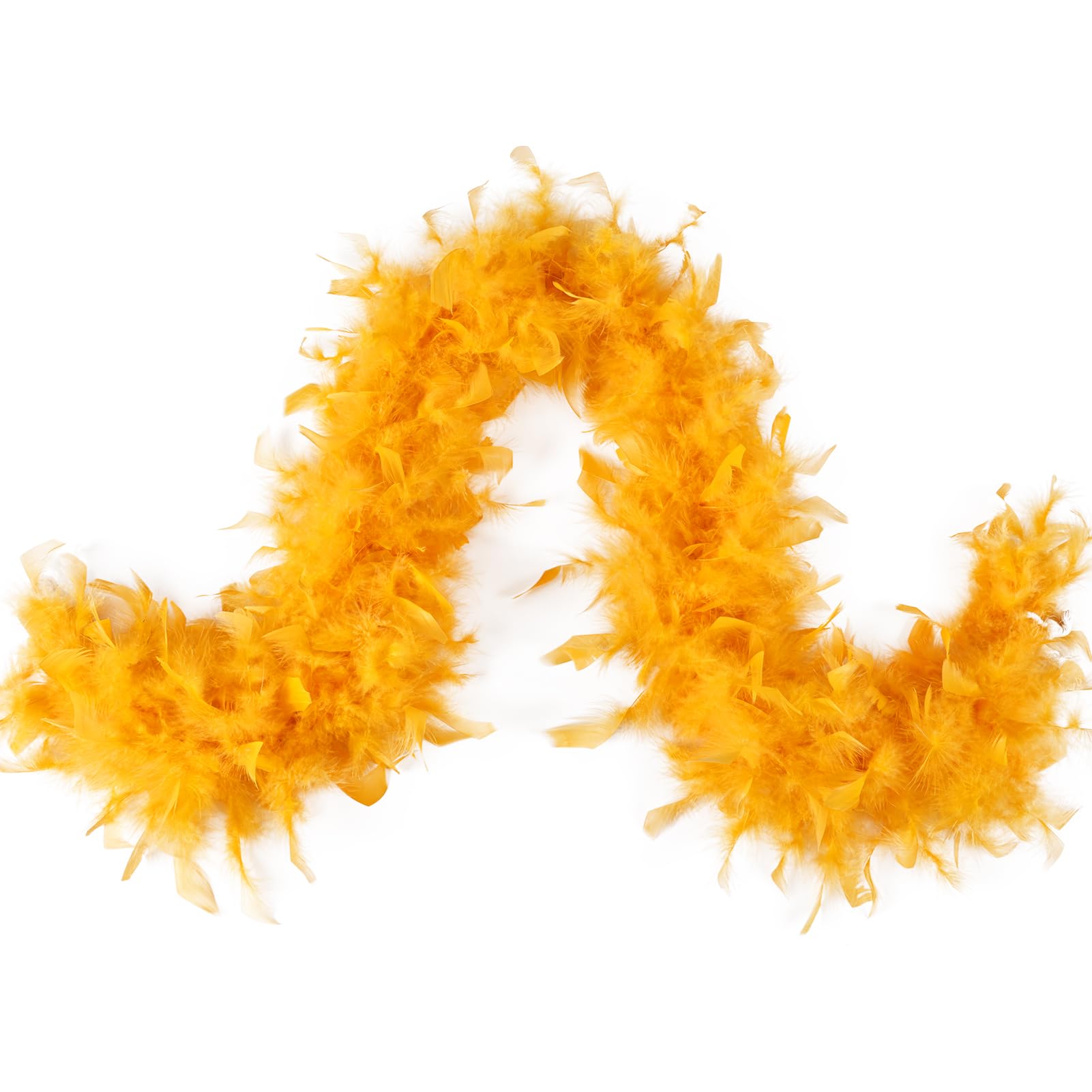 MAOFENG Chandelle Turkey Feather Boa 1.64 Yards 30g for Halloween Dancing Wedding Party DIY Craft Costume Decoration Feather Boa,Golden Yellow