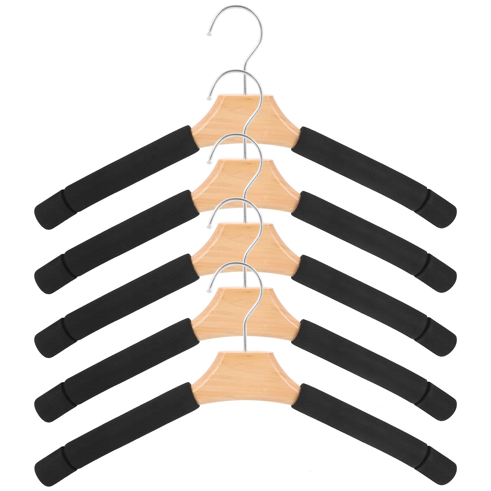 Cintres en bois foncé rembourrés lot de 5 anti-dérapants pour dressing organisé