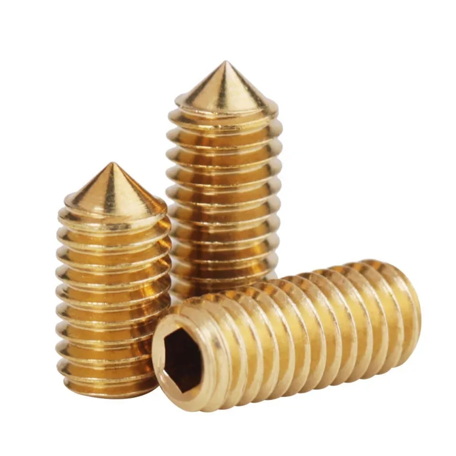 10-100 Uds M5 M6 Tornillos Sin Cabeza De Latón Macizo Punta Cónica Juego Zócalos Hexagonales Pernos DIN 914(M6 X 12mm-40pcs)