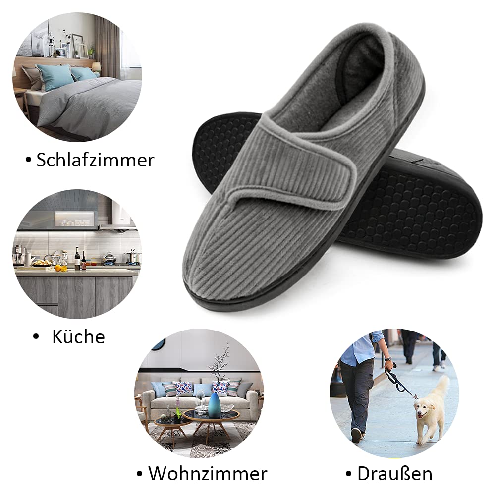 Git-up Pantofole da casa per Uomo Confortevole e Antiscivolo Calde Ciabatte con Soletta Memory Foam Pantofole Regolabili diabetiche per Edema Piedi