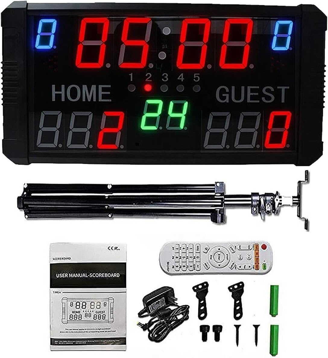 TIST LED Portable Desktop Scoreboard, Professional Outdoor 14 Digit Multi Sport Electronic Digital Basketball Scoreboard(with Bracket)