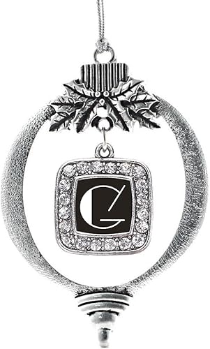 Miniatura 127 de Inspired Silver - My Vintage Initials - Adorno con dije de letra J - Adornos navideños cuadrados de plata con joyas de circonita cúbica