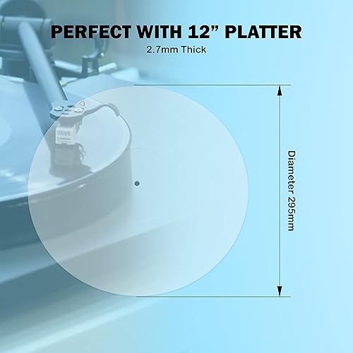 Miniatura 3 de Axiom - Alfombrilla giratoria acrílica para tocadiscos de vinilo LP de 0.106 in de grosor para un mejor soporte de sonido en el tocadiscos,