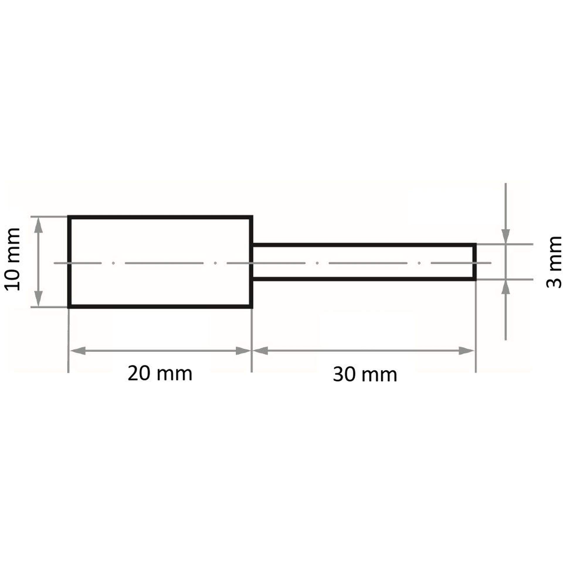 10x LUKAS-ERZETT Polierstift P6ZY – Zylinderform 13x20 Mm, Schaft 3 Mm, SiC Körnung 80 – Für Hartstoffe
