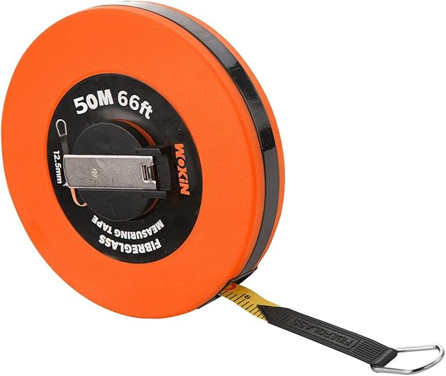 TOOLSTEK WOKIN 50m*12.5mm Long Fiberglass Measuring Tape, Gauge Measure Ruler Tools for DIY or Building Requirements Surveyors and Engineers Site use Measurements with Metric and Inch Blade