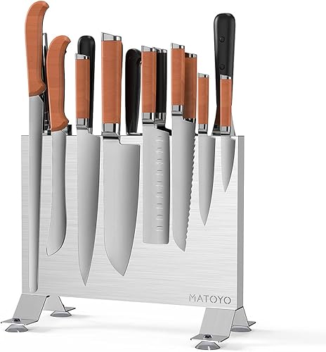 Matoyo Bloque magnético universal para cuchillos sin cuchillos soporte para cuchillos de cocina de acero inoxidable con almacenamiento de doble imán