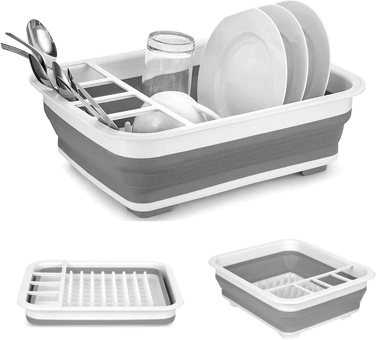 Collapsible Drying Dish Storage Rack, Dish Drainer Dinnerware Basket for Kitchen Counter RV Campers Portable Dinnerware Organizer