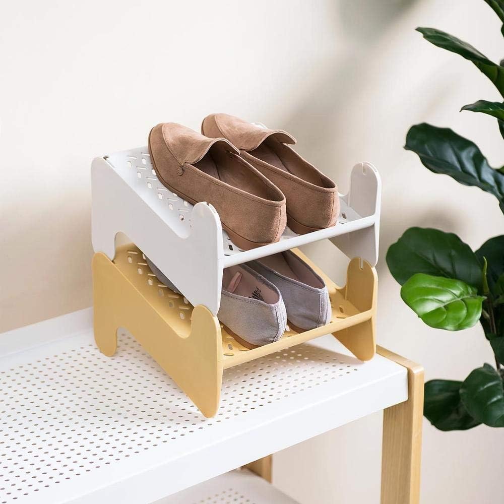 Stackable Shoe Storage Rack Simple Shoe Rack Home Plastic Shoe Cabinet Layered Finishing Racks (Color : Argento) (3 pack)