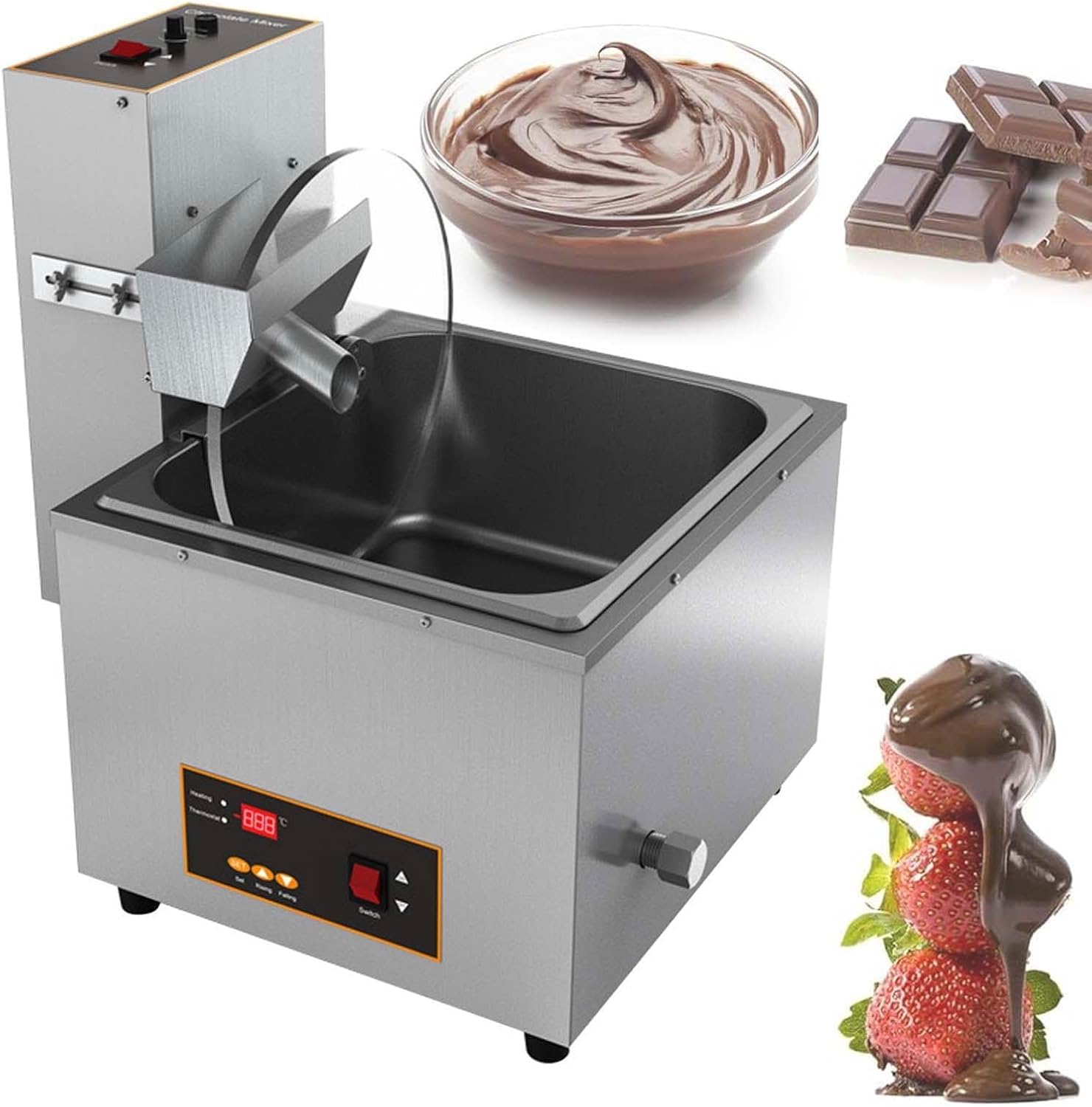 Electric Chocolate Tempering Machine,1000W Chocolate Wheel Melting Depositing Pot, with 0~95℃ Digital Temperature Control, Electric Chocolate Melter Pot Heater, for Milk/Cream