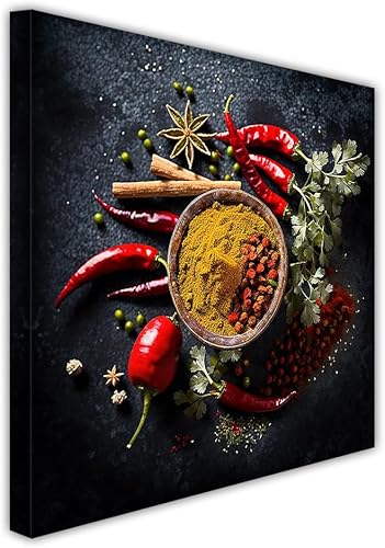 ZHOUWALLPIC Lienzo decorativo para pared, pintura de especias de cocina, pinturas de chile y especias para decoración de dormitorio, enmarcado,