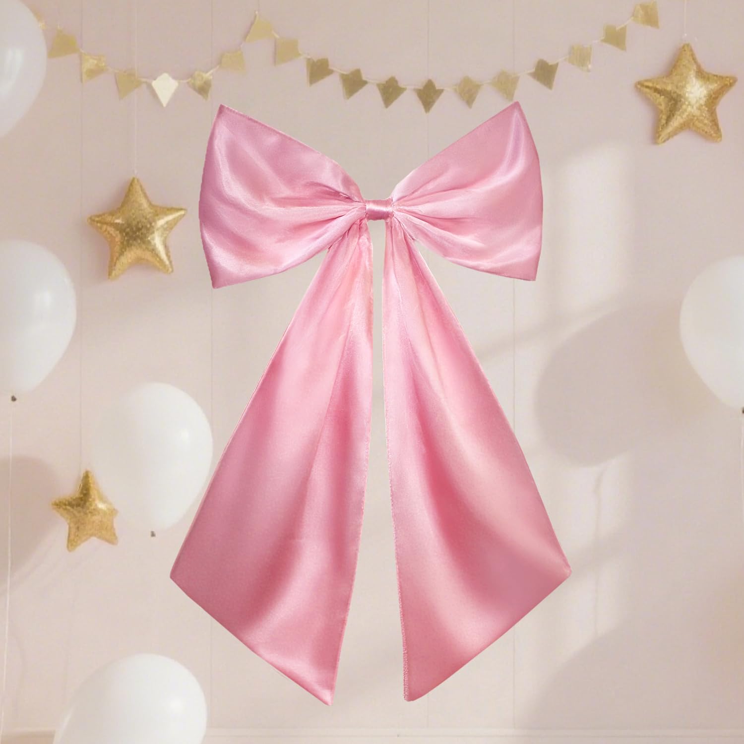 Photo 1 of 24x36 Inch Large Bow Decor,Giant Satin Bow for Room Wall Decor, Coquette Birthday Party, Wedding Christmas (Hot Pink)
