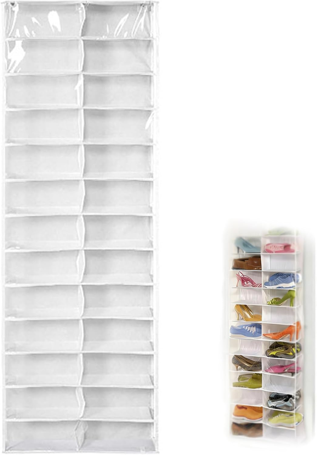 26 Pockets Hoodie Organizer For Closet Door, Hoodie Sweatshirt Storage Hack, Clear Foldable Over Door Organizer Rack & Wardrobe Space Saver For Dorm, Apartment