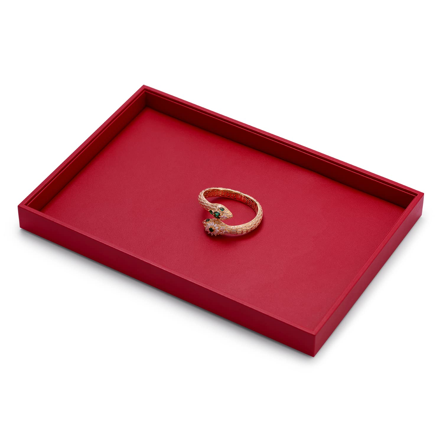 Oirlv Magnifique plateau à bijoux en cuir rouge empilable pour présentation de bijoux