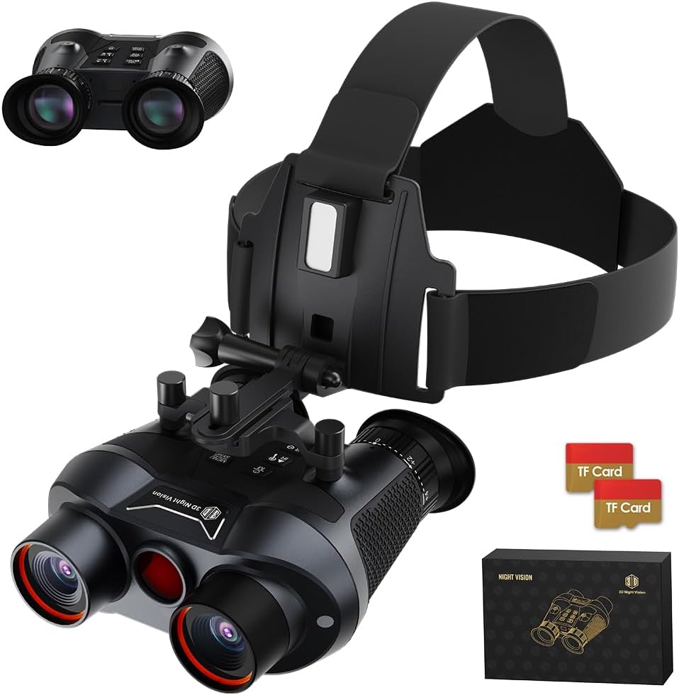 3D VR Night Vision Goggles – Rechargeable Head Mounted Binoculars, Built-in Giant Screen, 4K Video, 24MP Photos, 6X Digital Zoom, Includes 32GB TF Cards
