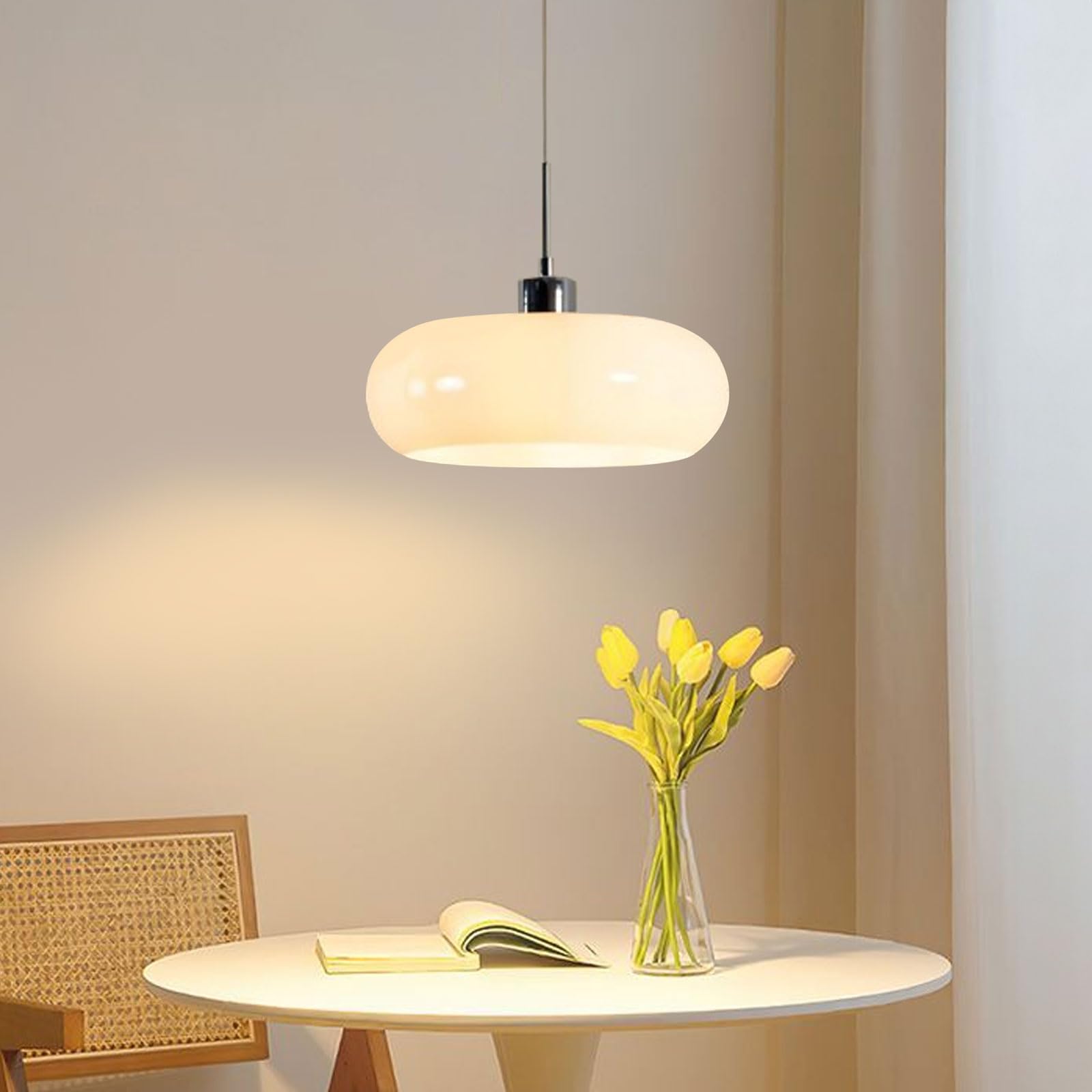 FZQSXAZU 11" Glass Pendant ht Nordic Style Chandelier Modern Suspension hting for Kitchen Island Bedroom Cafe Hallway Restaurant-White