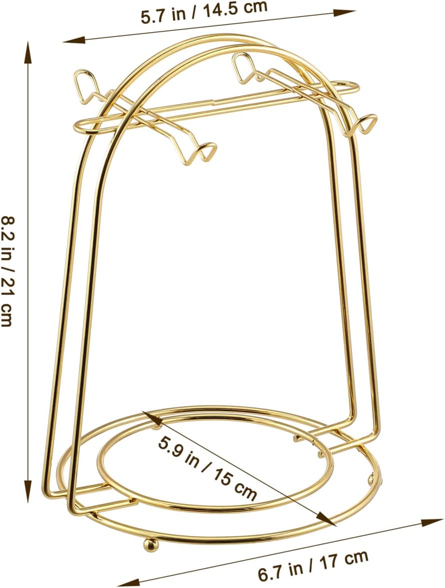 jojofuny Golden Mugs Display Holder Stand with 4 Hook: European Style Coffee Tea Cup Stand for Countertop - Mugs Rack Organizer for Home Bar Accessories