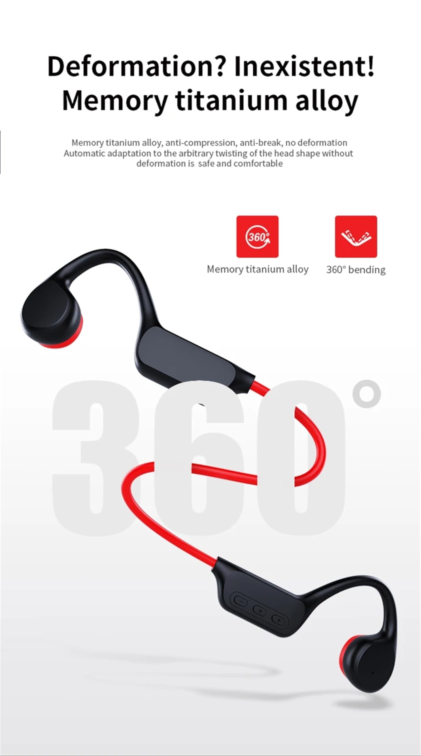 IPX8 Auriculares de conducción ósea impermeables X7s Bluetooth 32GB MP3 Natación Deportes Auriculares inalámbricos con micrófono HiFi Bass Music Stereo (rojo)