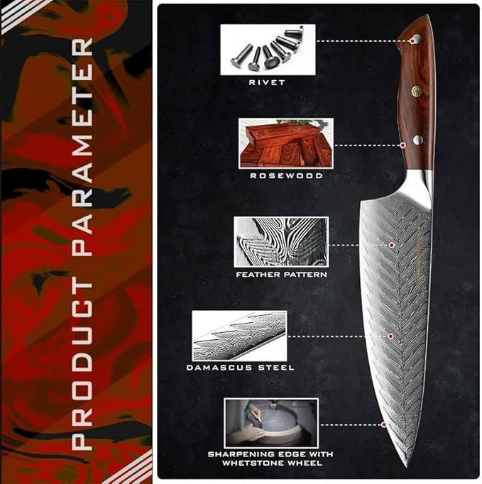 Set Cuchillos Cocina 3 Piezas Acero Inoxidable miniatura 5