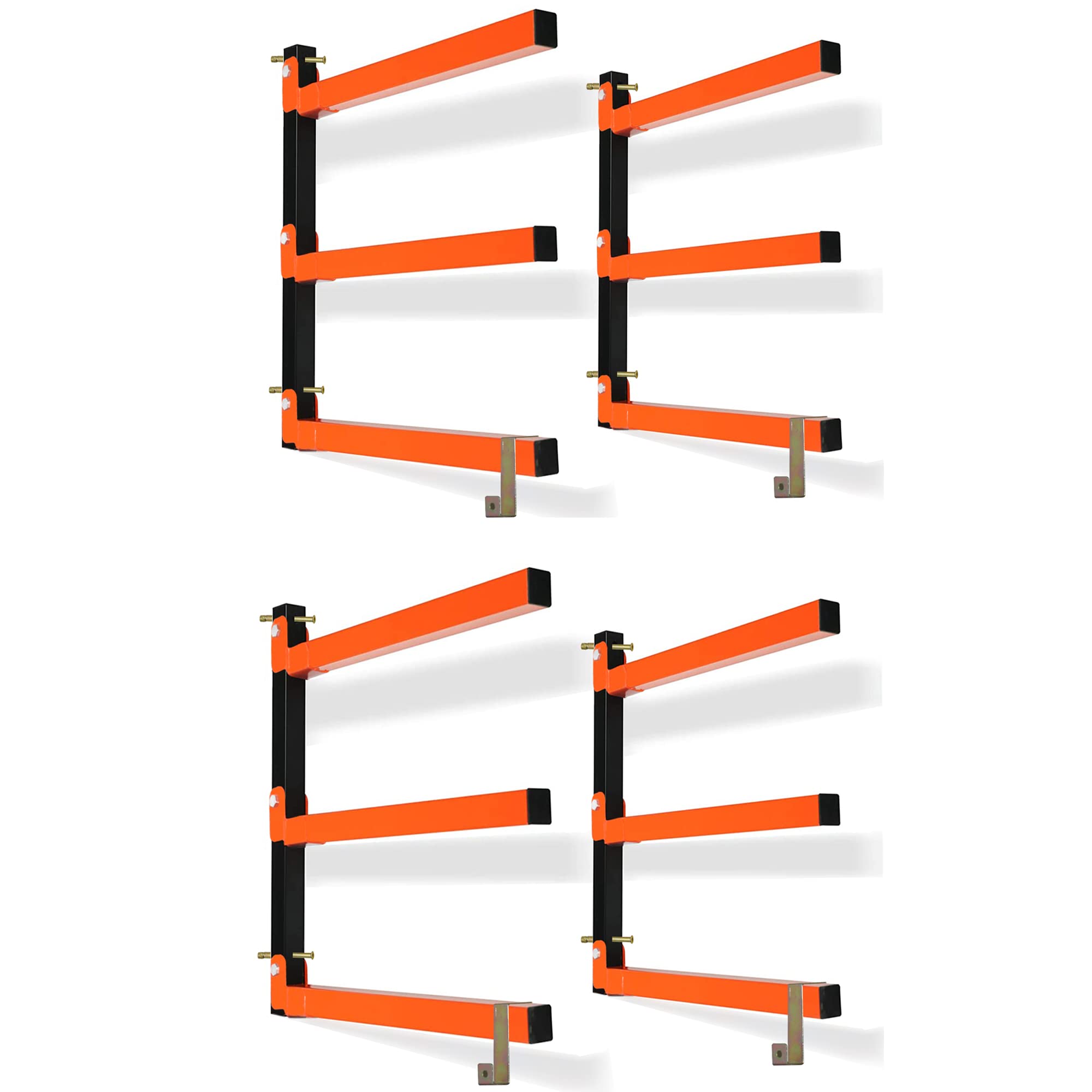 Thanaddo 3-Level Lumber Storage Heavy Duty Metal Wall Mount, Wood Tool Box Organizer Rack, Workshop Indoor & Outdoor (4 Pack)