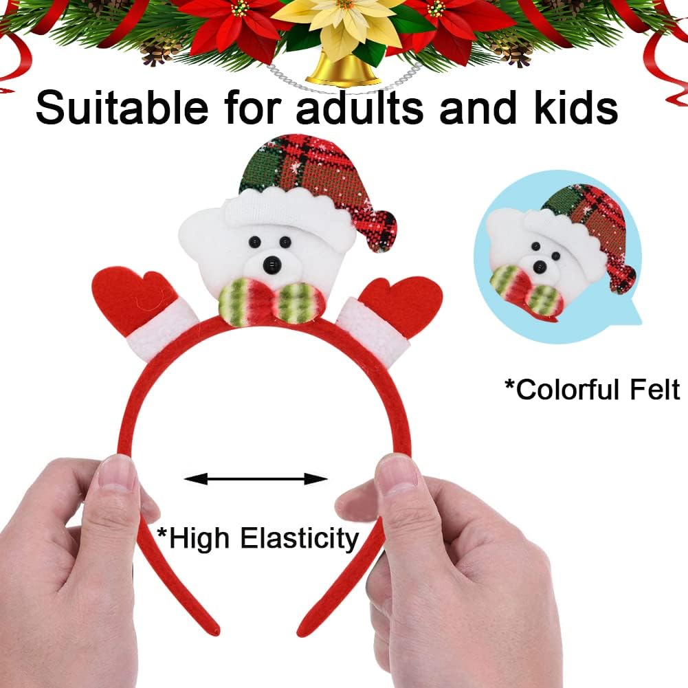 LUKBERA 8 PCS Christmas Headbands, Christmas Head Toppers Xmas Headwears for Women Men Christmas Costume Accessories Holiday Party Favors