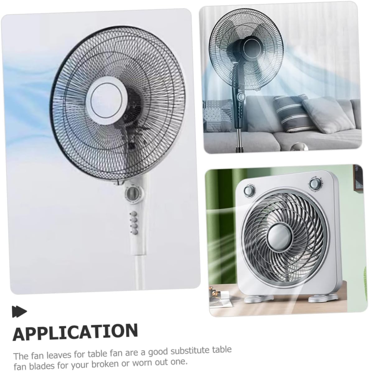 VALICLUD 2pcs Plastic Fan Blades Replacement for Table Fan Easy to Install and Clean Spare Parts in Transparent Gray and White