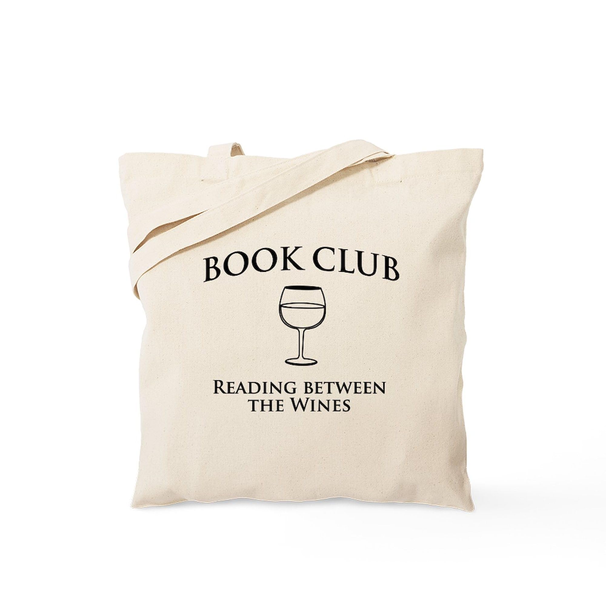 CafePress Book Club Read Between Wines Tote Bag Natural Canvas Tote Bag, Reusable Shopping Bag