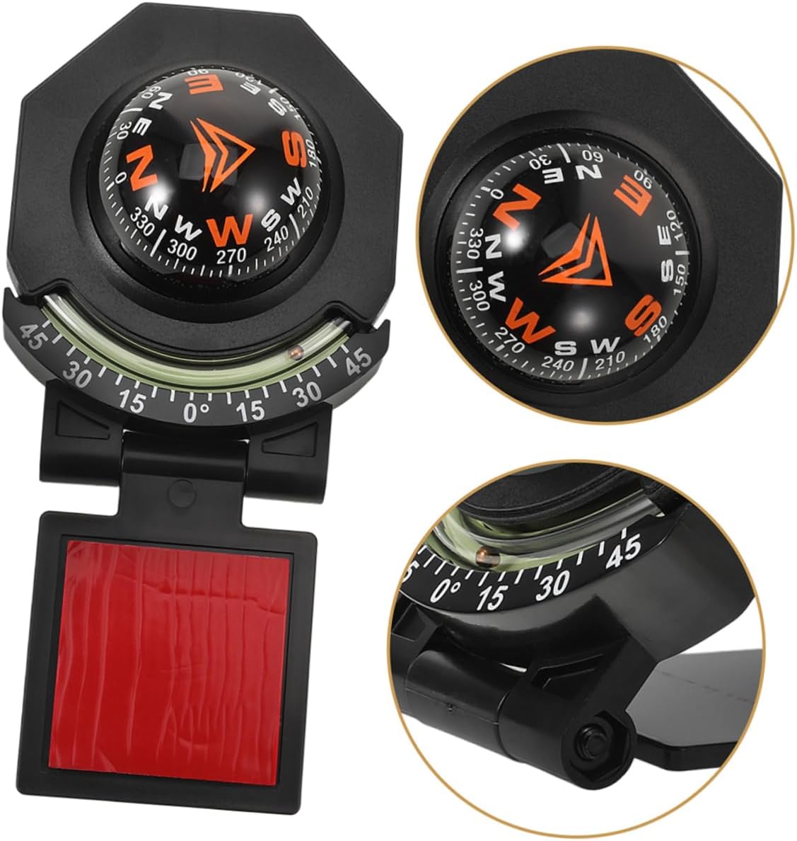 GARVALON Car Compass and Thermometer 2pcs Auto Compass Inclinometer Dashboard Guide Ball Boat Surface Mount Auto Dashboard