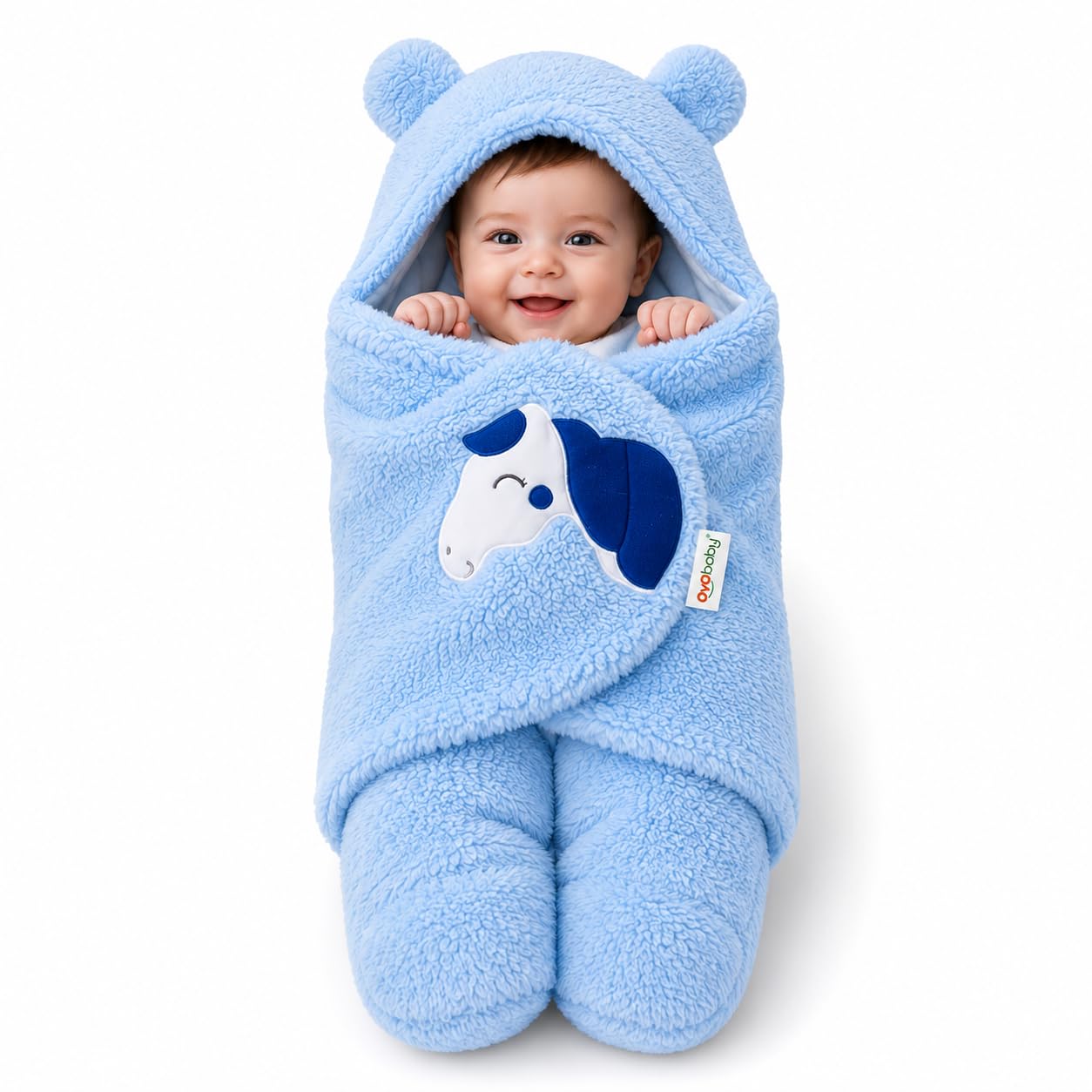 OYO BABY Hooded Swaddle Blanket for Newborns | Super Soft Flannel Wearable Sleeping Bag Wrap | Warm, Cozy & Breathable | Easy Wrap Design | 0–6 Months (72x68 cm) | Unicorn Blue-image-31