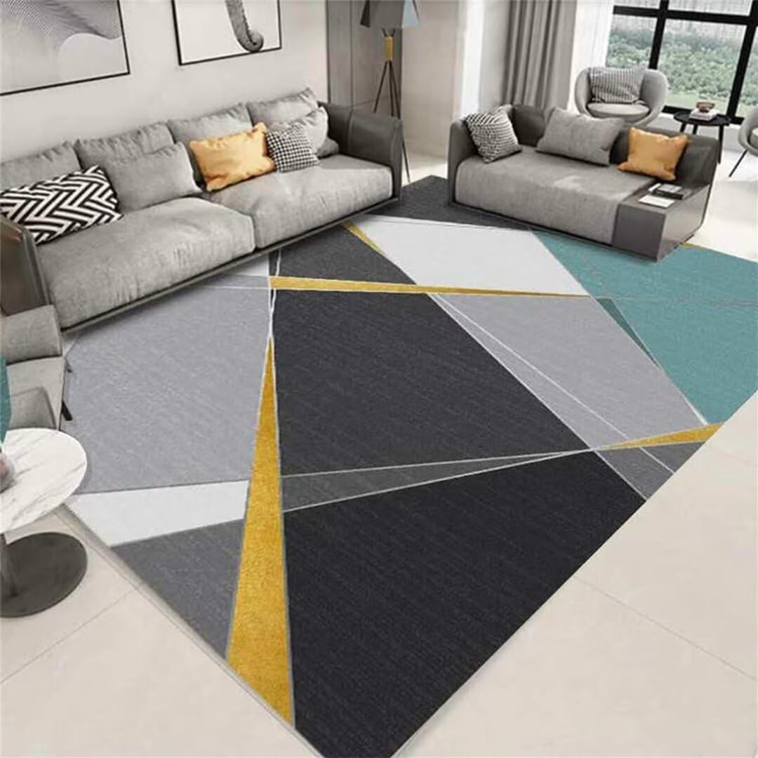 Tapis de couloir gris 160x200cm à motif géométrique moderne