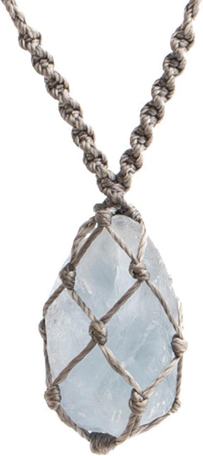 Handmade Celestite Macramé Necklace – Raw Celestine Crystal Pendant Jewelry, Adjustable Cord, Unique Gift for Women & Men - Image 8