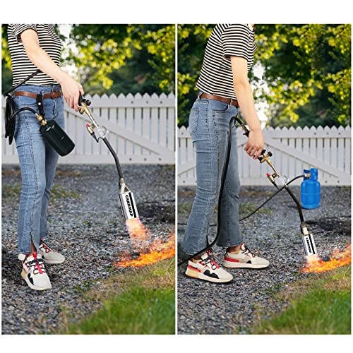Propane Torch Burner Weed Torch Blow Torch with Propane Cylinder Converter and 9.8FT Hose,Heavy
