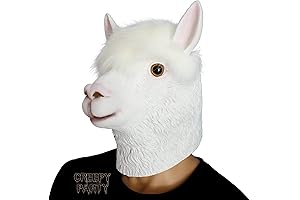 White Llama Latex Animal Head Mask: Halloween Costume Novelty