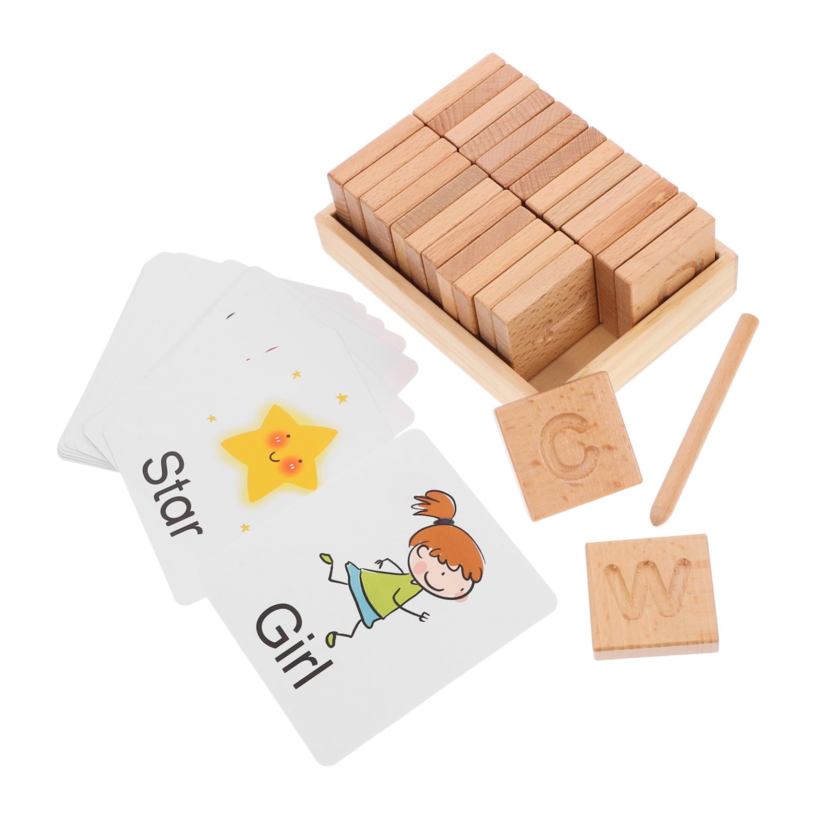 Blocs d'apprentissage alphabet bois pour écriture garçon filles - 8