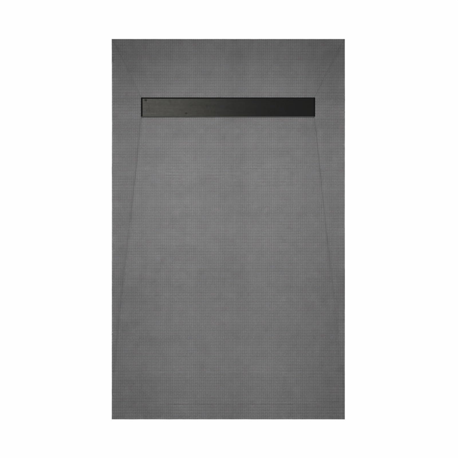 Receveur de Douche à Carreler 140x80cm à Ecoulement Linéaire - Grille Noire et Bonde