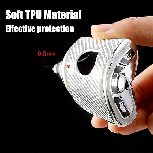Miniatura 5 de HIBEYO Funda para llavero de coche con textura de fibra de carbono de TPU con llavero se adapta a Volvo XC90 XC60 XC40 S60 S90 V90 V60 Polestar 1 T5