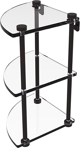 Allied Brass NS-6 Estante de cristal de esquina de tres niveles, bronce aceitado