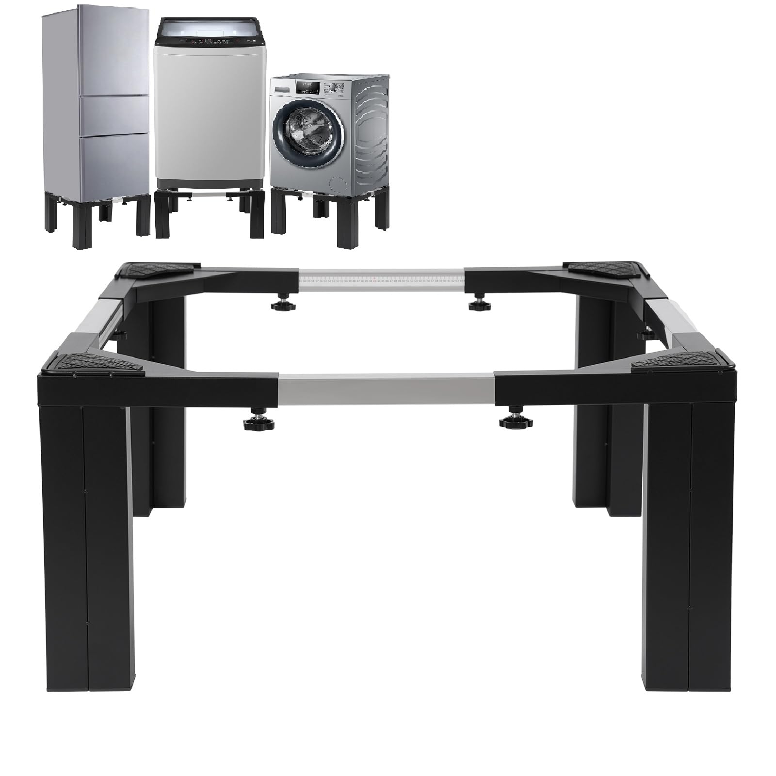 Heavy Duty Stainless Steel Laundry Pedestal 12" Height, Adjustable Washer and Dryer Pedestal, Universal Washing Machine Base Stand, Dryer Stand (Black)