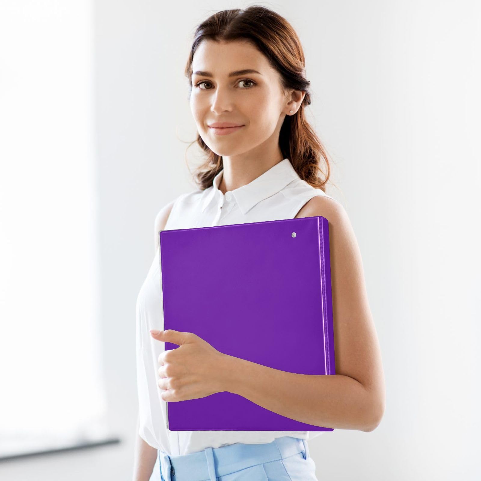 Classeur à 3 anneaux en D flexible avec poches, 3 anneaux pour école, université, bureau, taille unique Violet 3,8 cm