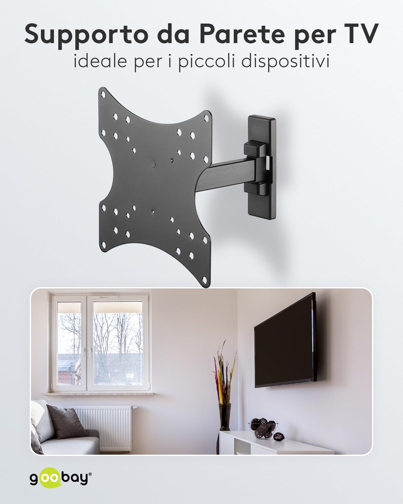 Supporto TV Fullmotion Da Parete - Per TV 23-42", Fino 20 Kg, Orientabile E Inclinabile, Nero - Foto 7