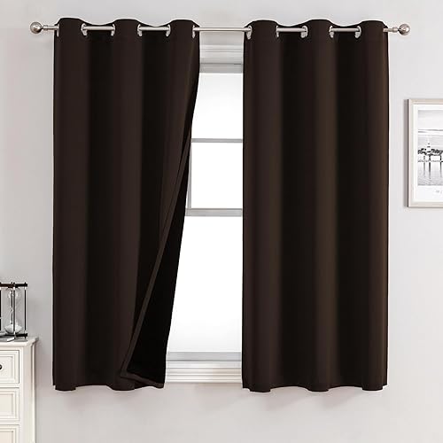Miniatura 93 de ChrisDowa Cortinas 100% Opacas para Dormitorio con Forro Negro, 2 Capas Gruesas Totalmente Opacas con Aislamiento Térmico y Ojales, Cortinas de