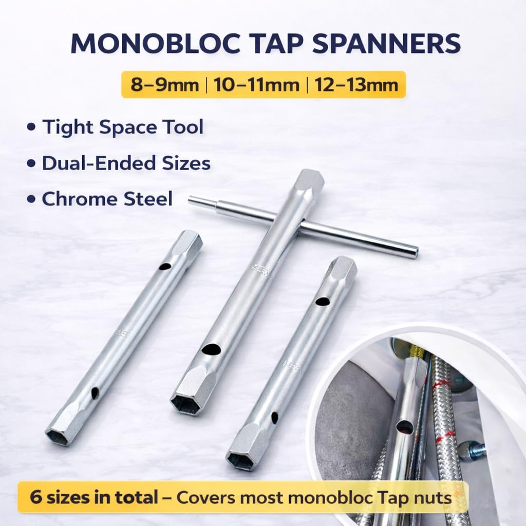 JD Brands Monobloc Tap Spanner Set with Tommy Bar - 8-9mm / 10-11mm / 12-13mm