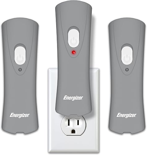Energizer Flashlight LED Rechargeable Plug-in Light (3-Pack), Emergency Flashlight Auto-on Function, Power Outage Lights